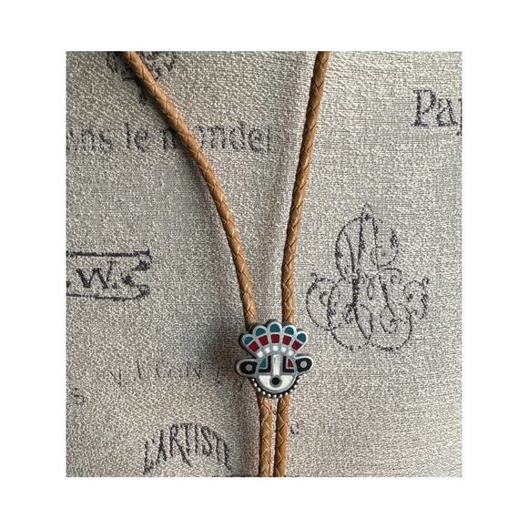 Zuni Sunface Inlay Bolo Tie – Cowboycore Western Collector Piece